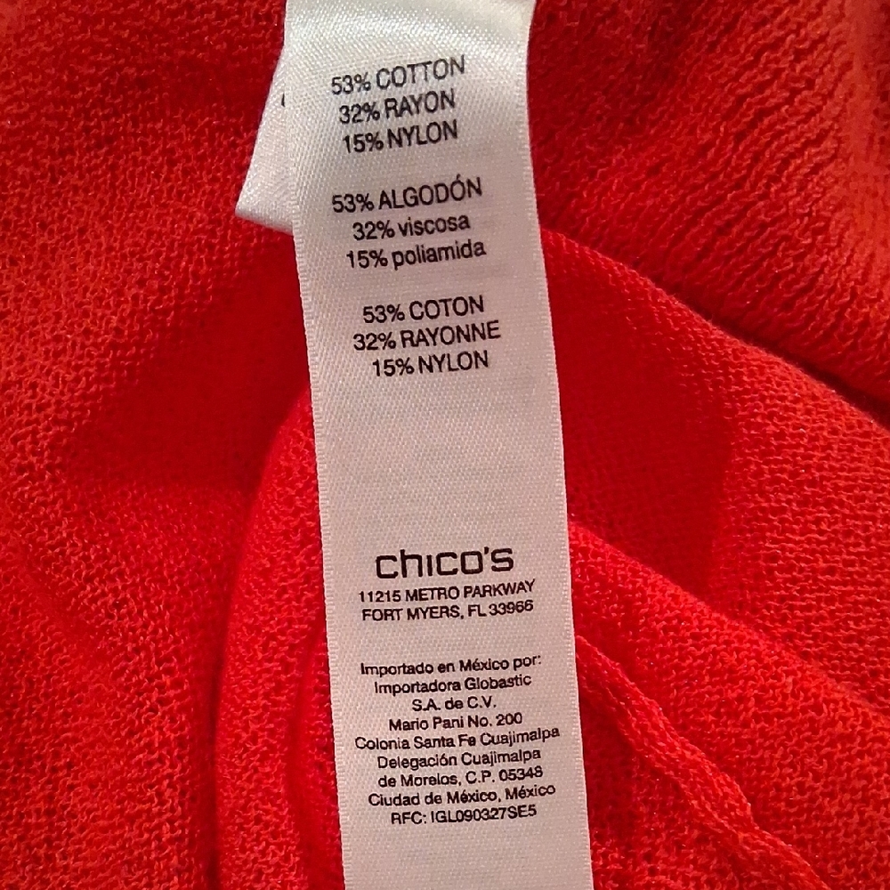 Chico's Bold Red Ruffled Cardigan - Picture 5 of 6